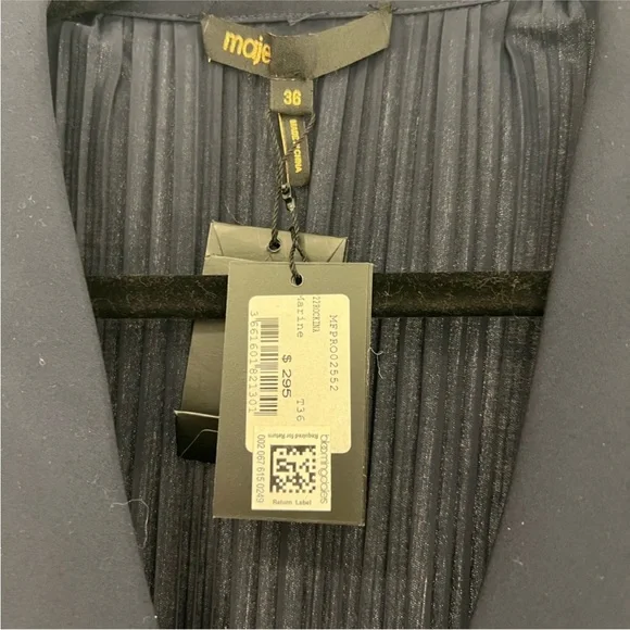 Maje Navy Pleated Dress - Picture 4 of 5